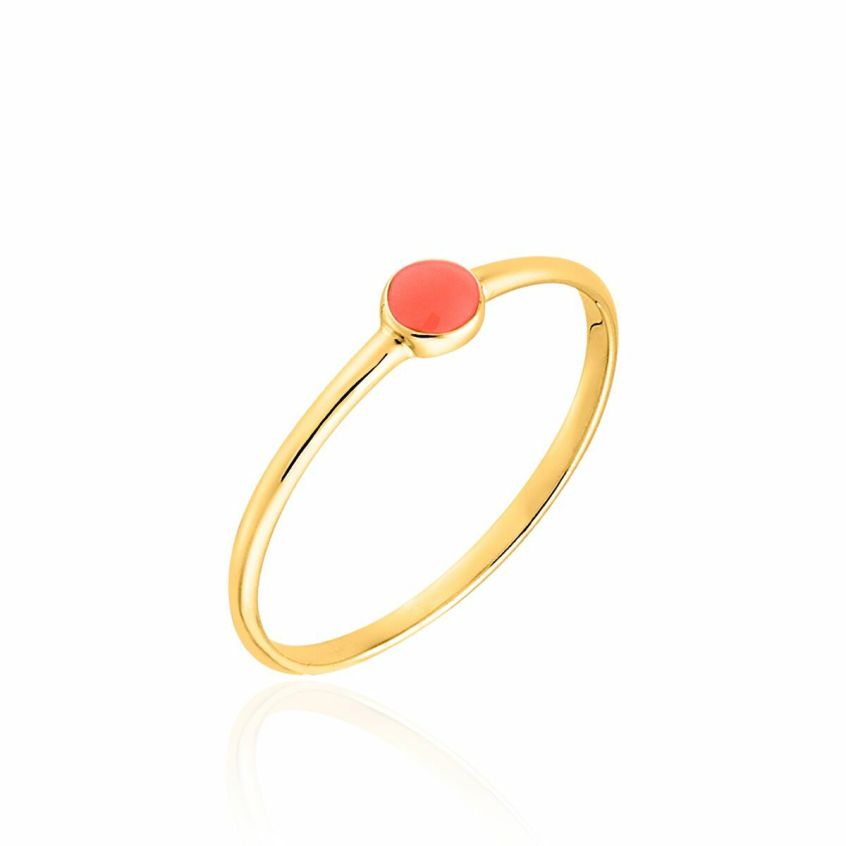 Rings AGATHA  | Thin Ring Confett Coral / Gold